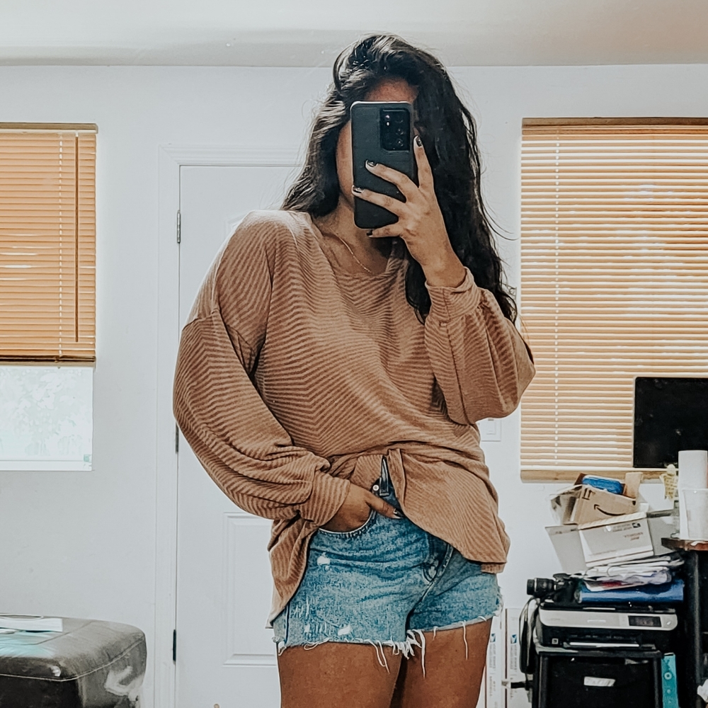 KEEPING IT REAL NUDE PEACH TUNIC TOP